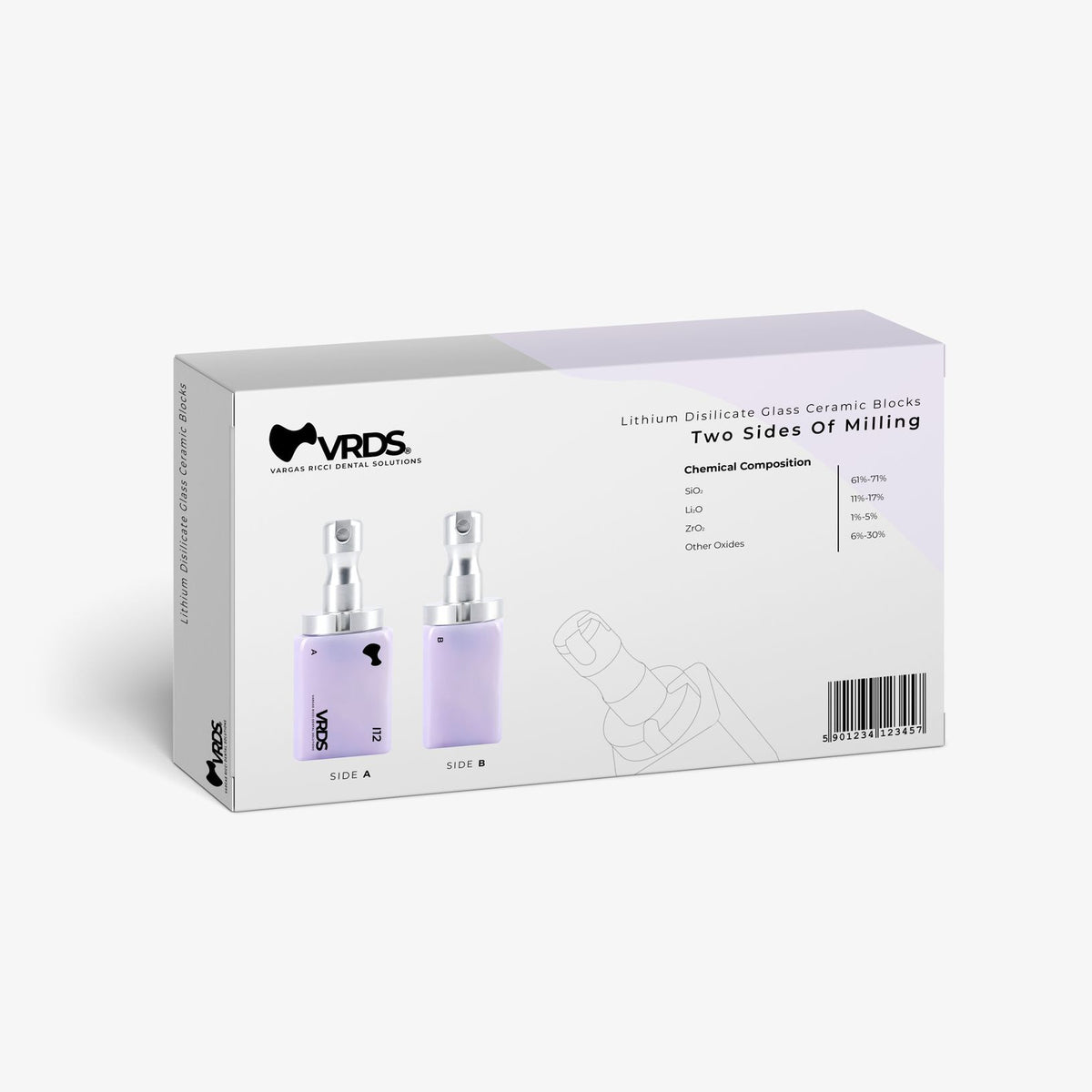 Reverso de la caja VRDS I12 con composición química